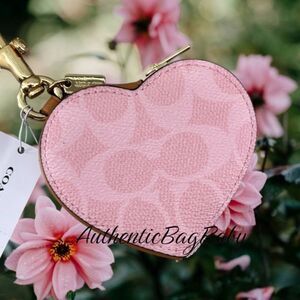 Coach Powder Pink Heart Bag Charm Purse